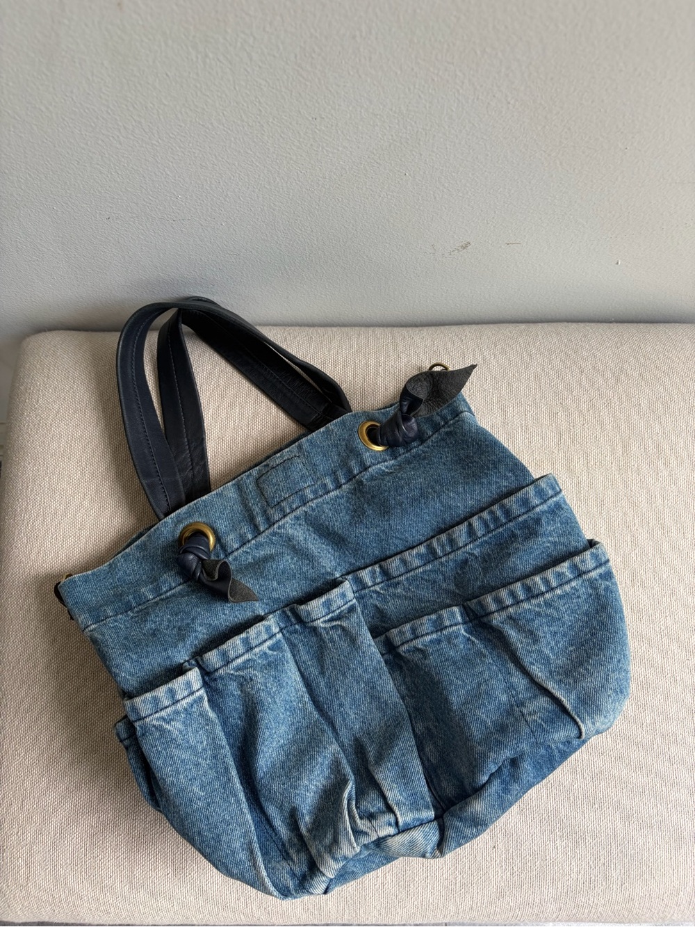 CLARE V Denim Bucket Bag